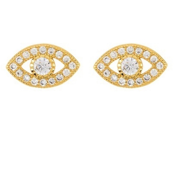 Adornia 14K Over Silver Crystal Evil Eye Studs - Picture 1 of 3